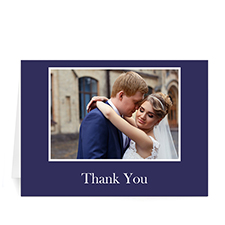 Custom Printed Classic American Blue Photo Wedding Cards, 5X7 Folded Greeting Card