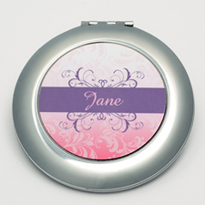 Personalised Red Floral Round Make Up Mirror