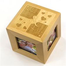 Engraved Sweet Heart Wood Photo Cube
