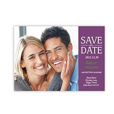 Personalised Our Day, Classic Purple Save The Date Invitation Cards