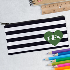 Design Your Own Black Stripe Heart Pencil Case