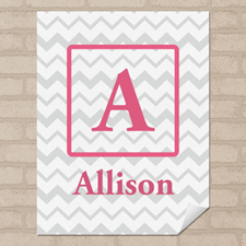 Grey Chevron Personalised Name Poster Print Small 8.5