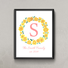 Lemon Watercolour Floral Personalised Poster Print Small 8.5