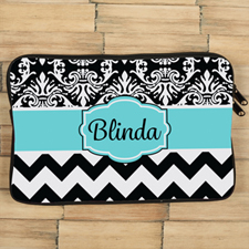 Chevron And Floral Personalised Macbook Air 11 Sleeve