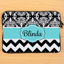 Chevron And Floral Personalised Macbook Pro 13 Sleeve (2015)