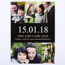 Create Your Own Black Four Collage Personalised Save The Date Announcement Cards