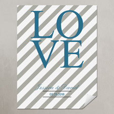 Love Silver Grey Chevron Personalised Poster Print Small 8.5