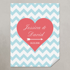 Heart Aqua Chevron Personalised Poster Print Small 8.5