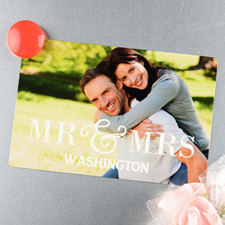 Mr & Mrs Personalised Wedding Photo Magnet 4x6 Large