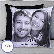 16 X 16 Photo Gallery Personalised Pillow (Black Back) Cushion (No Insert) 