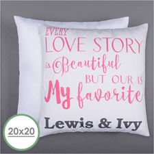 Love Story Personalised Pillow 20 Inch  Cushion (No Insert) 