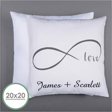 Infinity Love Personalised Pillow 20 Inch  Cushion (No Insert) 