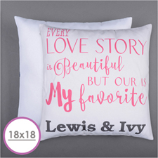 Love Story Personalised Pillow Cushion (18 Inch) (No Insert) 