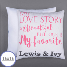 Love Story Personalised Pillow 16 Inch  Cushion (No Insert) 