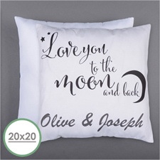 Love You To The Moon Personalised Pillow 20 Inch  Cushion (No Insert) 