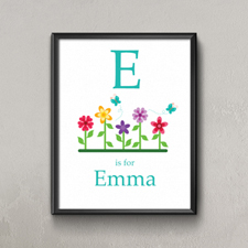 Flower Personalised Poster Print For Kids, Small 8.5