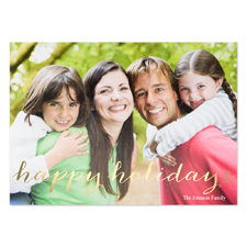 Script Gold Foil Personalised Photo Christmas Card, 5X7