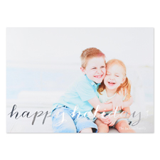 Script Silver Foil Personalised Photo Christmas Card, 5X7