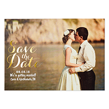 Create Your Own Real Foil Gold Treasured Date Personalised Photo Save The Date, 5X7
