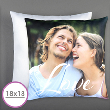 Script Love Personalised Photo Pillow Cushion (18 Inch) (No Insert) 