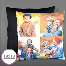 Four Collage Photo Personalised Pillow Cushion (18 Inch) (No Insert) 