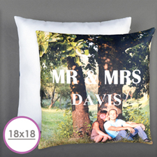 Mr. And Mrs. Personalised Pillow Cushion (18 Inch) (No Insert) 