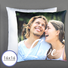 Script Love Personalised Photo Pillow 16 Inch  Cushion (No Insert) 