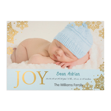 Create Your Own Joy Foil Gold Personalised Photo Boy Birth Announcement, 5X7 Card Invites