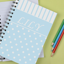 Personalised Sky Dot Stripe Notebook