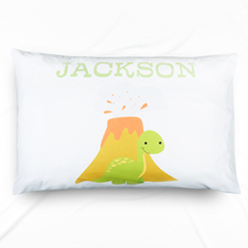 Lime Dinosaur Personalised Name Pillowcase