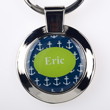 Anchor Personalised Round Metal Keychain (Small)