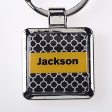 Chocolate Clover Personalised Square Metal Keychain (Small)
