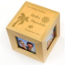 Our holiday Personalised Engraved Wood Photo Cube