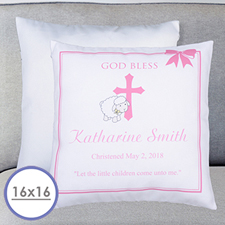 Girl Christening Personalised Pillow Cushion Cover 16