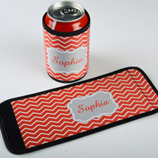Red Chevron Personalised Can And Bottle Wrap
