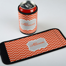 Mandarin Chevron Personalised Can And Bottle Wrap