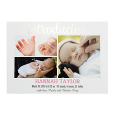 Introducing Foil Silver Personalised Photo Birth Announcement, 5X7 Cards