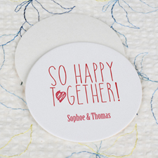 Round So Happy Together Cardboard Coaster Custom Print