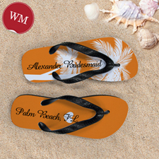 Mandarin Palm Tree Personalised Flip Flops, Women Medium