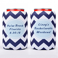 Navy Chevron Blue Personalised Can Cooler