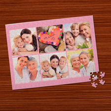 Personalised Baby Pink 6 Collage 12X16.5 Photo Puzzle