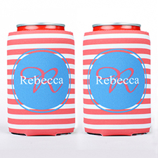 Red Strip Personalised Can Cooler