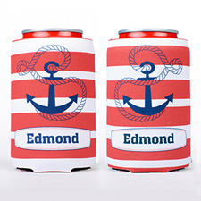 Red Strap Anchor Personalised Can Cooler
