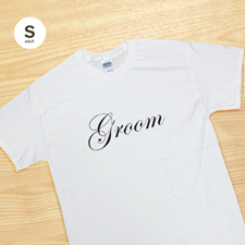 Personalised Script Groom Personalised T Shirt, White Small