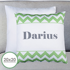 20 X 20 Green Chevron Personalised Pillow  Cushion (No Insert) 