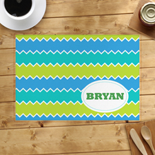 Lime Blue Peacock Personalised Placemat