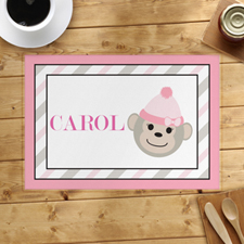 Pink Monkey Personalised Placemat