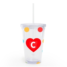 Polka Dot Red Heart Personalised Tumbler