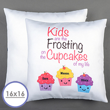 Three Cupcakes Personalised Pillow Cushion Cover 16