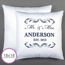 Mr. & Mrs. Personalised Pillow White 18X18 Cushion (No Insert) 